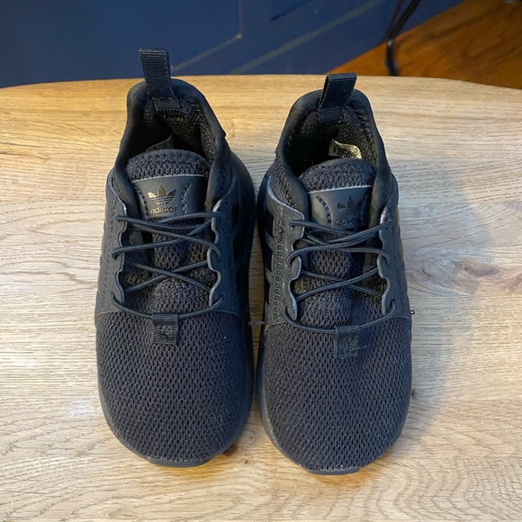 Black adidas toddler sneakers. - Picture 3 of 7